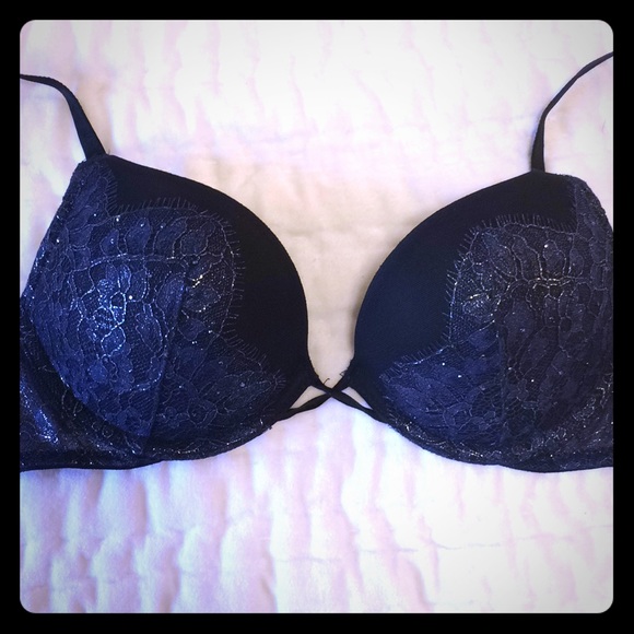 VICTORIA/'S SECRET LACE BOMBSHELL PLUNGE Bra Add 2 Sizes Metallic Blue